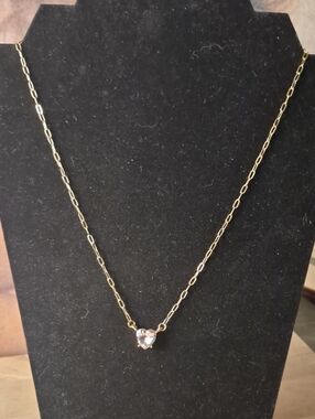 Delicate Gold Chain Necklace with Pink Heart Pendant